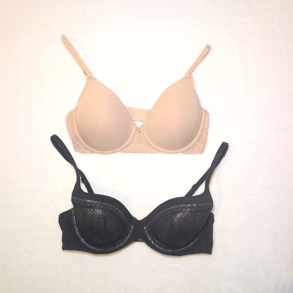 `Victoria's Secret / Natori (2) BodyByVictoria Underwire TShirt Bras Women's 34C
